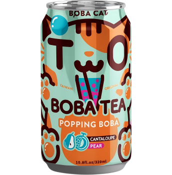 BOBA CAT - Cantaloupe & Pear Popping Boba Tea 320ml